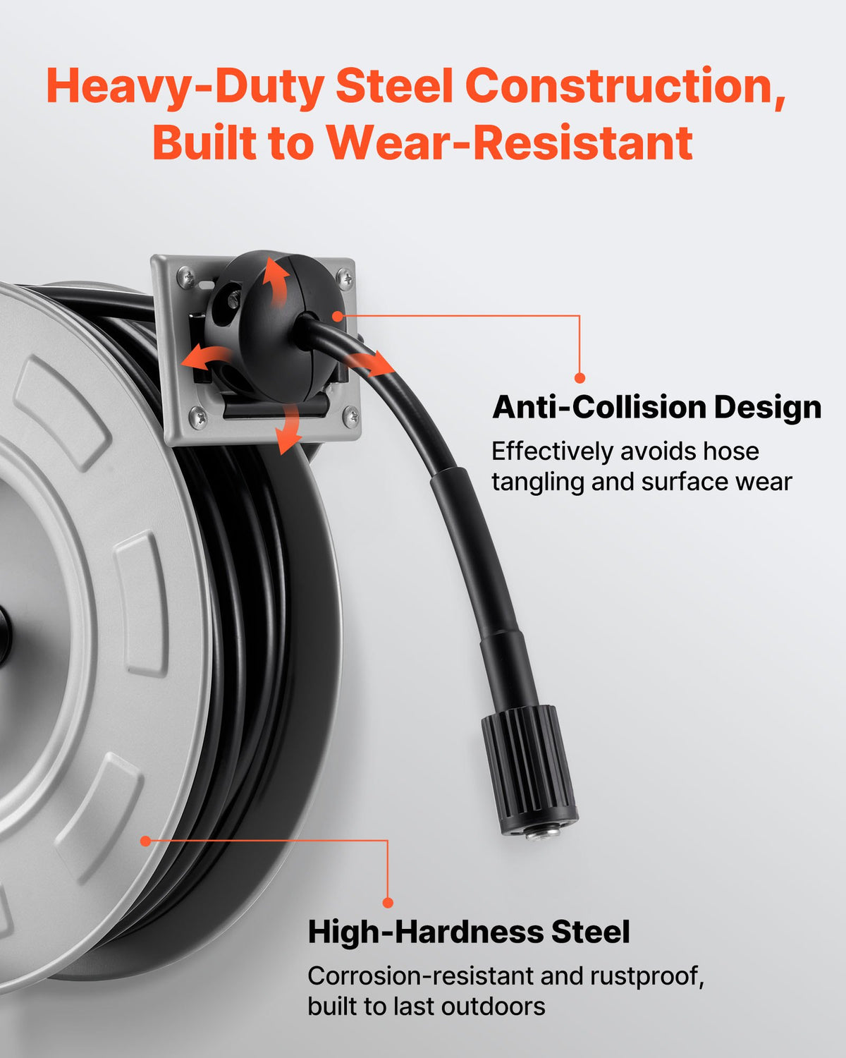 Retractable Pressure Washer Hose Reel 65 Ft Wall Or Floor Mount Steel – image 3