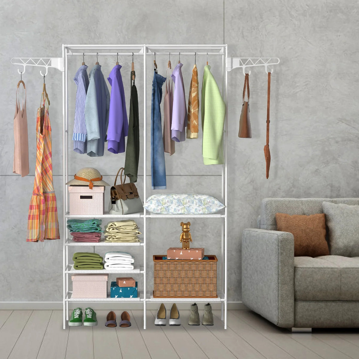 Garment Rack with Shelves – Freestanding Metal Clothes Organizer – image 6