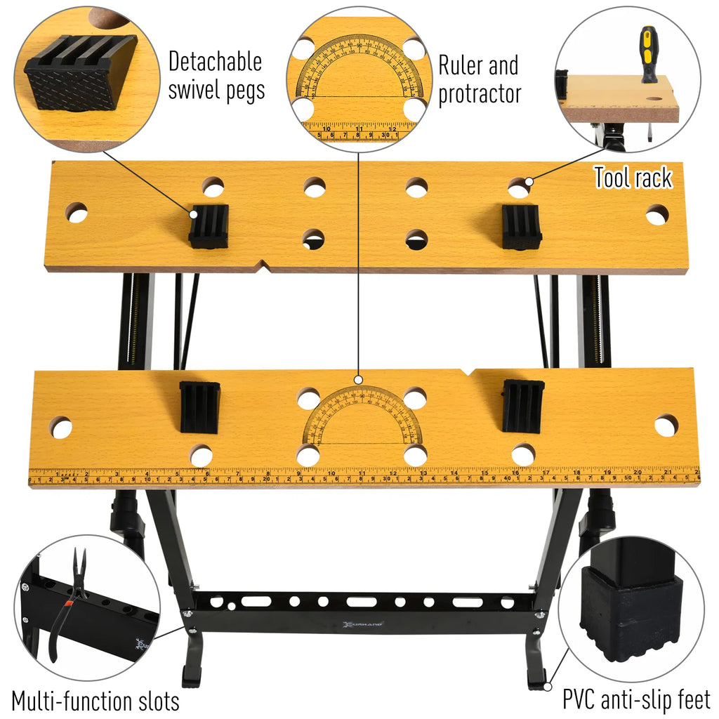 Folding Workbench with Clamping Top, Steel Frame, 220 lb Capacity – image 4