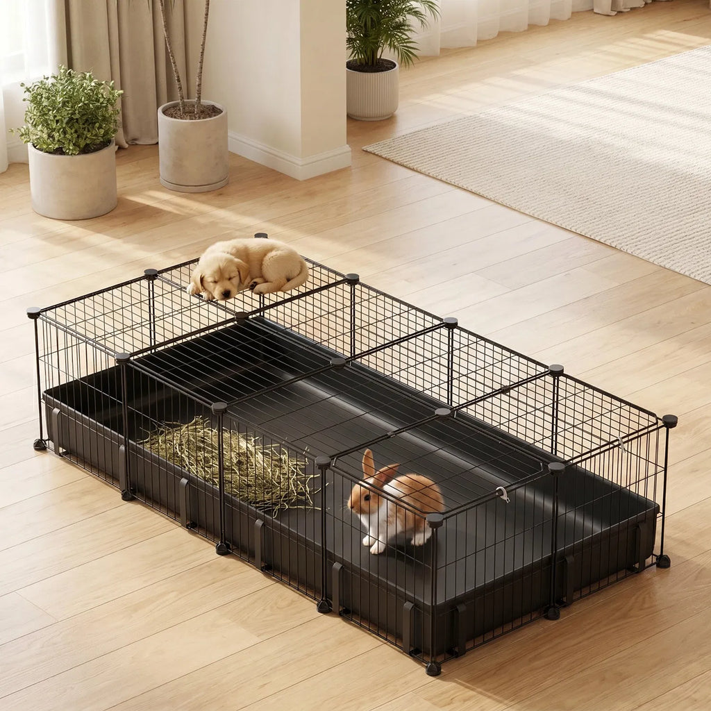 Guinea Pig Cage, 20-Panel DIY Small Animal Playpen with Floor Mat – image 12