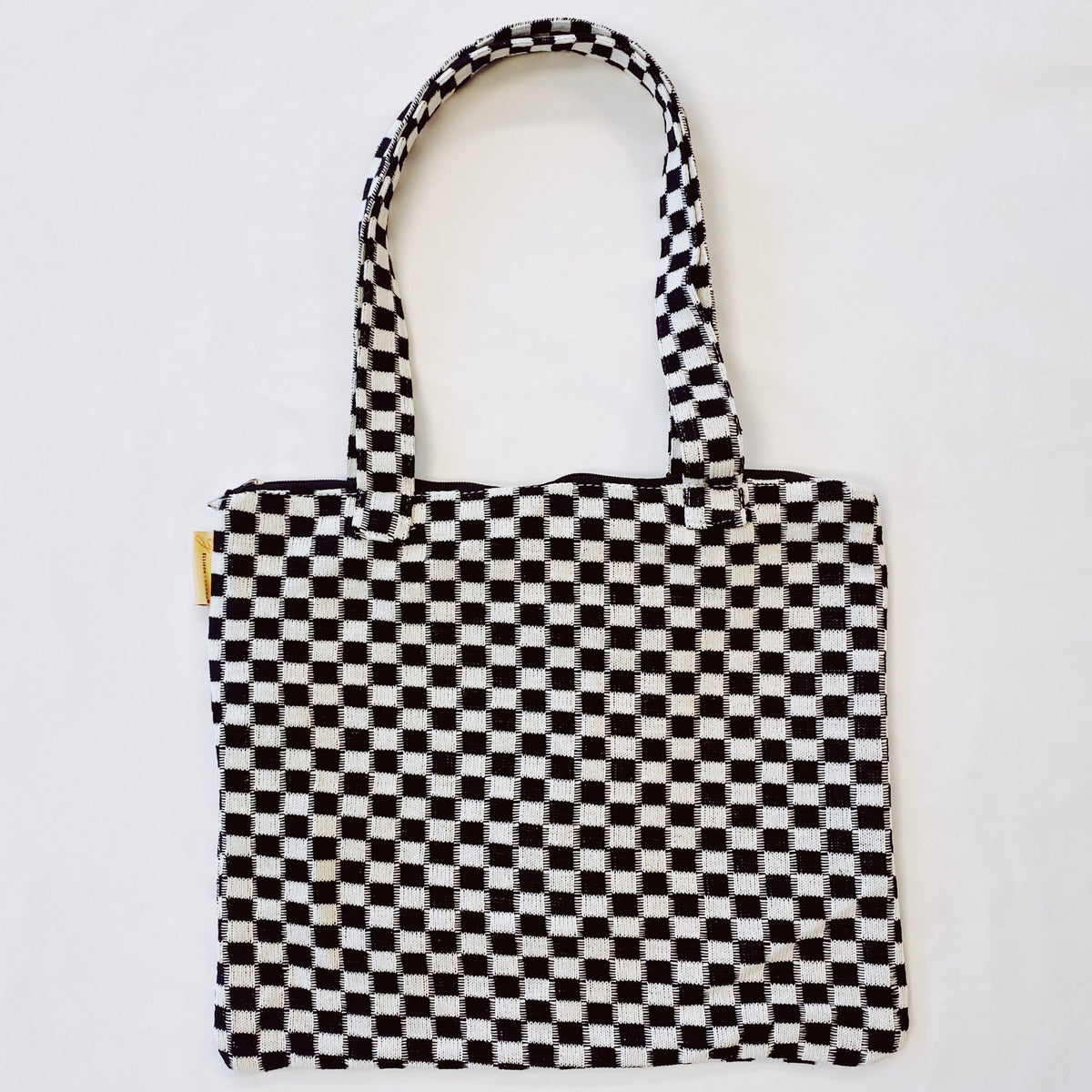 Checkered Tote Bag - Zippered Lined Shoulder Tote with Pocket – image 7