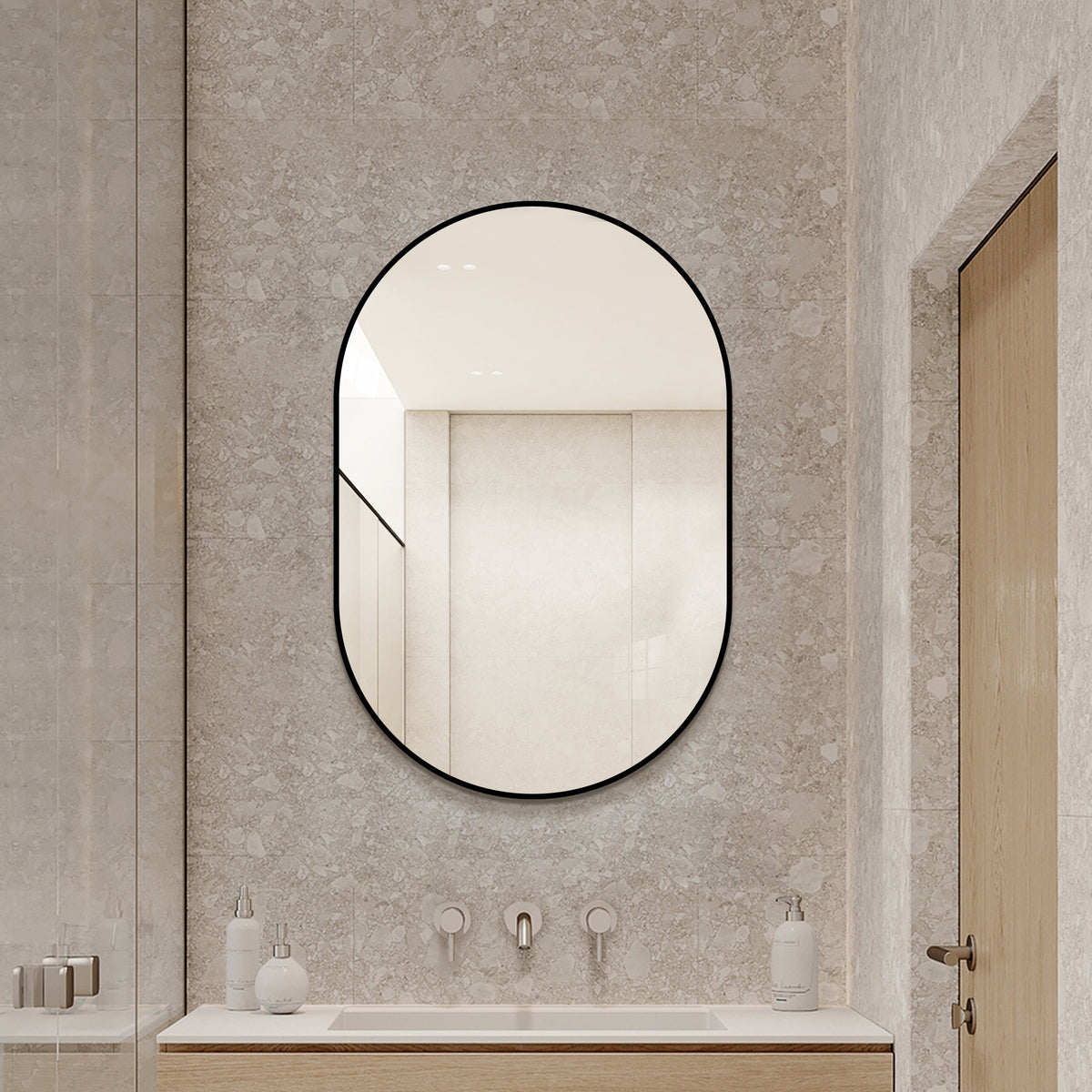 36 x 24 in Black Framed Bathroom Vanity Mirror, Vertical or Horizontal – image 3
