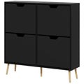 Shoe Cabinet with 4 Flip Drawers and Adjustable Shelf, Black
