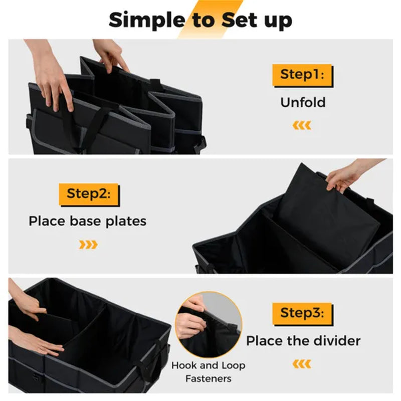Trunk Organizer 13-Gallon, 3 Compartments and 6 Pockets – image 4