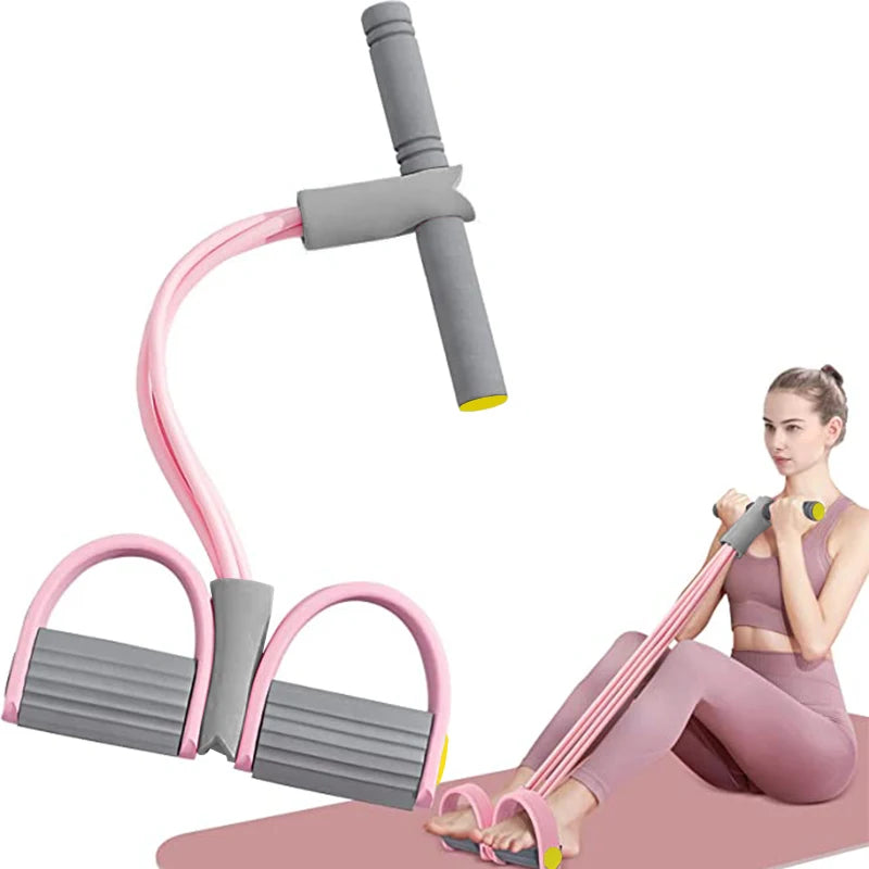 Pedal Resistance Band - 4-Tube Sit-Up Puller with Foam Handles – image 2