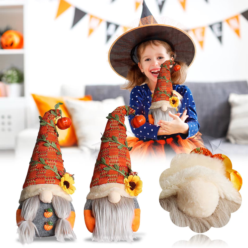 Fall Gnome Decoration – Plush Pumpkin and Sunflower Harvest Gnome – image 3