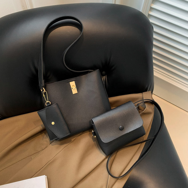 Crossbody Bag Set – 3-Piece PU Leather Flap Shoulder Bag