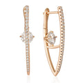 V-Shape Zircon Long Drop Earrings - Rose Gold Tone – image 6