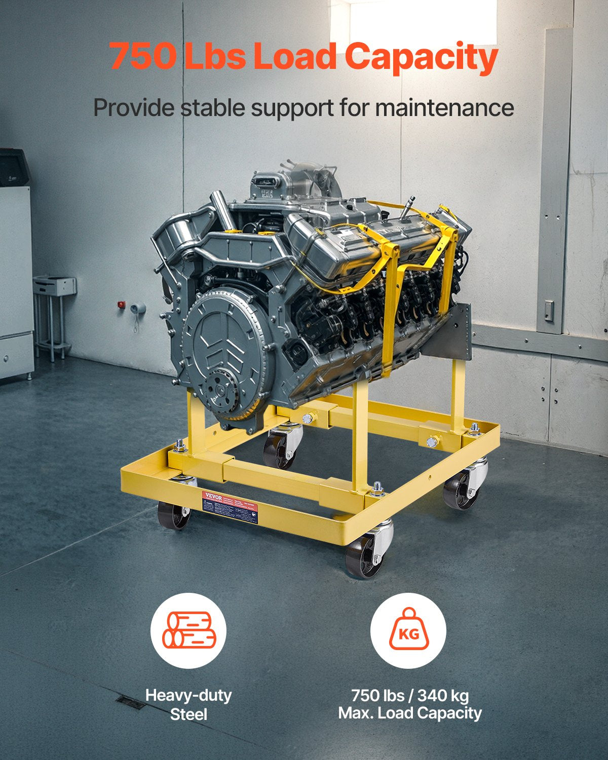 Engine Stand 750 lb Capacity Adjustable with 4 Swivel Casters – image 2