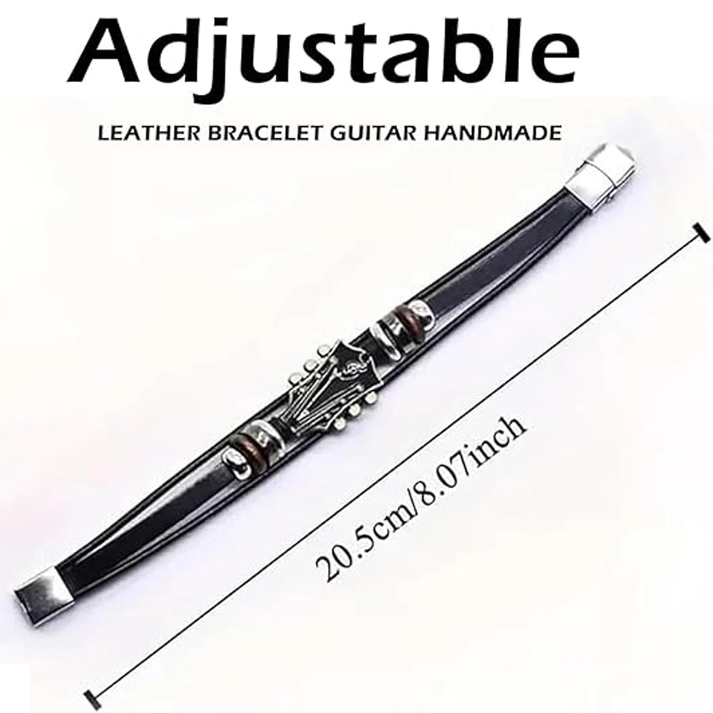 Leather Guitar Bracelet - Braided Multi-Layer Wrap for Musicians – image 4