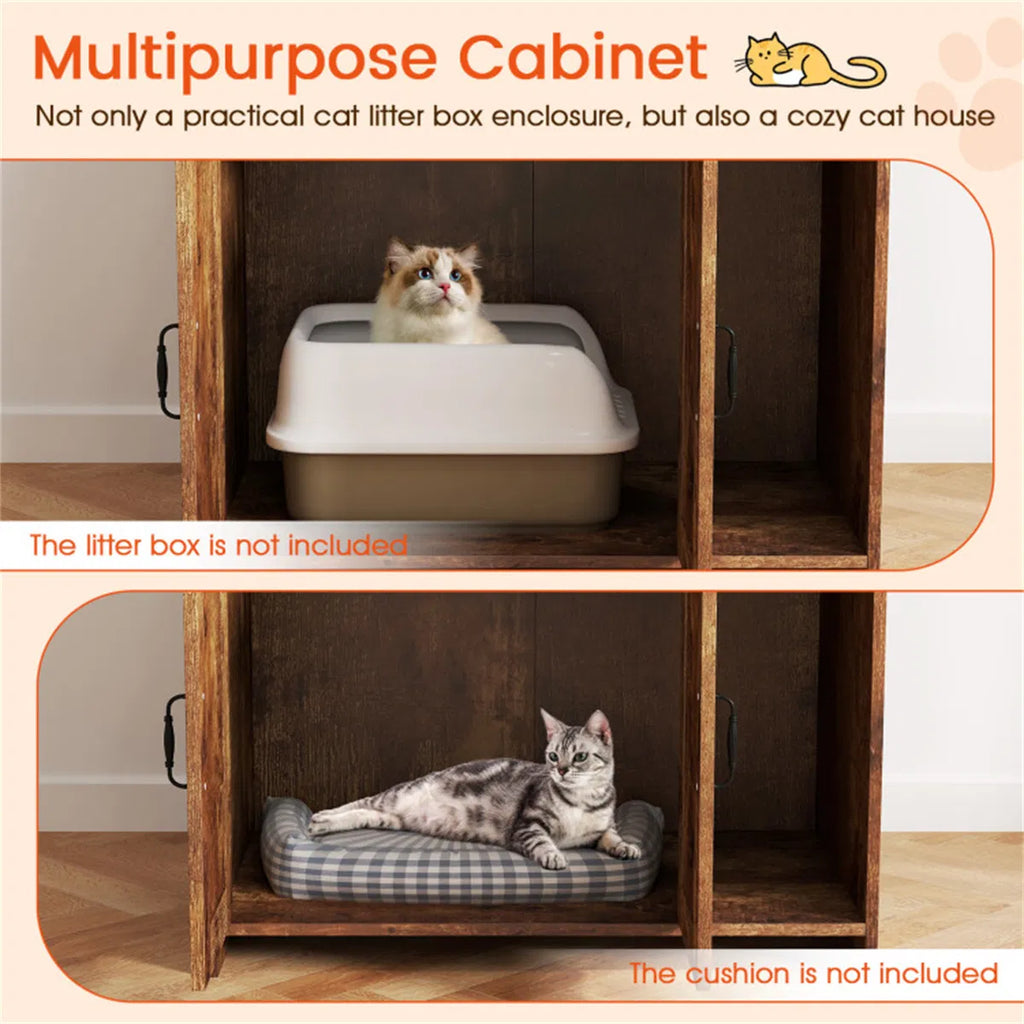Industrial Cat Litter Box Enclosure with Storage Shelves and Condo – image 9