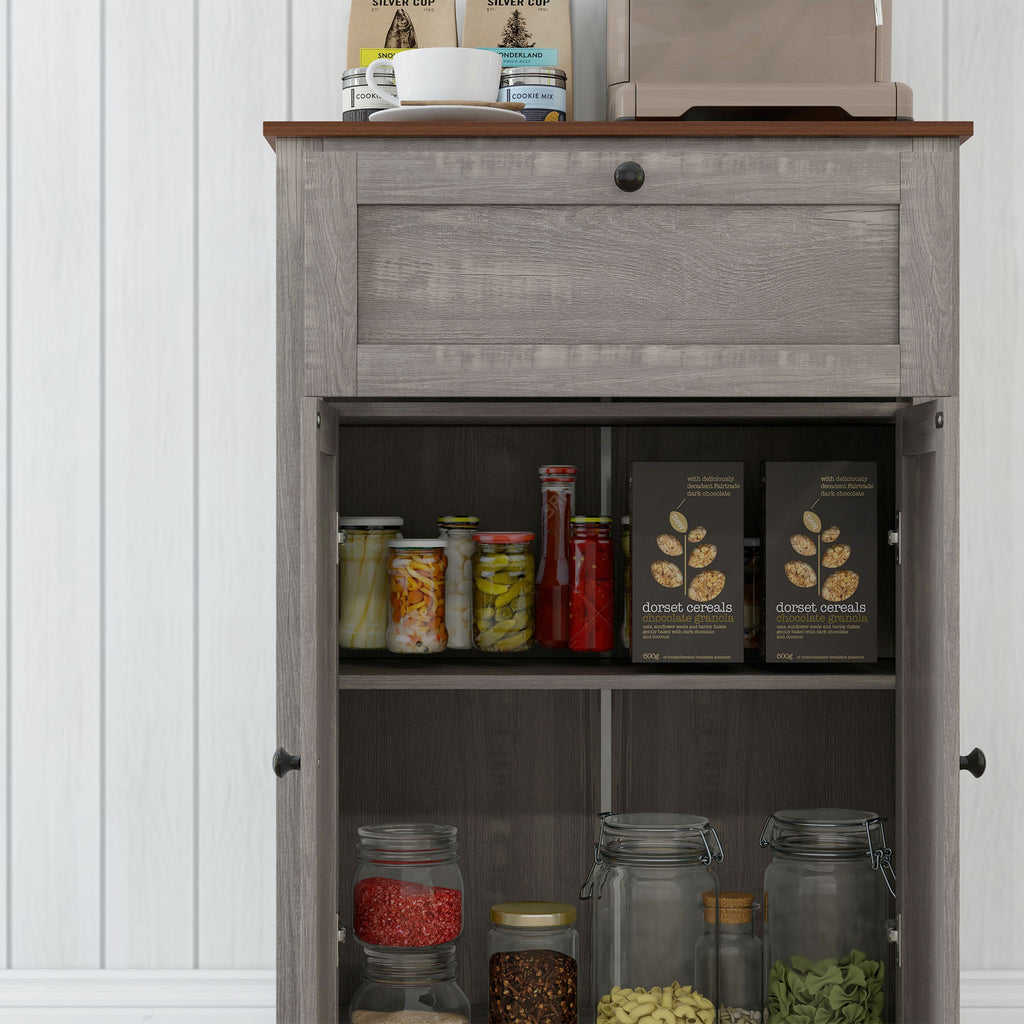Sideboard Storage Cabinet, Farmhouse Style with Drawer and Doors, Gray – image 7