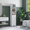 Tall Linen Tower Cabinet with 3 Shelves and Drawer, White – image 1