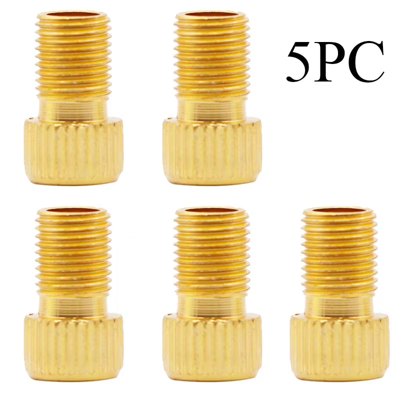 Presta to Schrader Valve Adapter, Brass Bike Tire Converter, 5-Pack