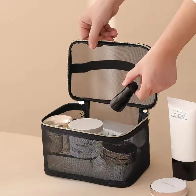 Hanging Toiletry Bag – 2-Pack Double-Layer Mesh Cosmetic Bag – image 5