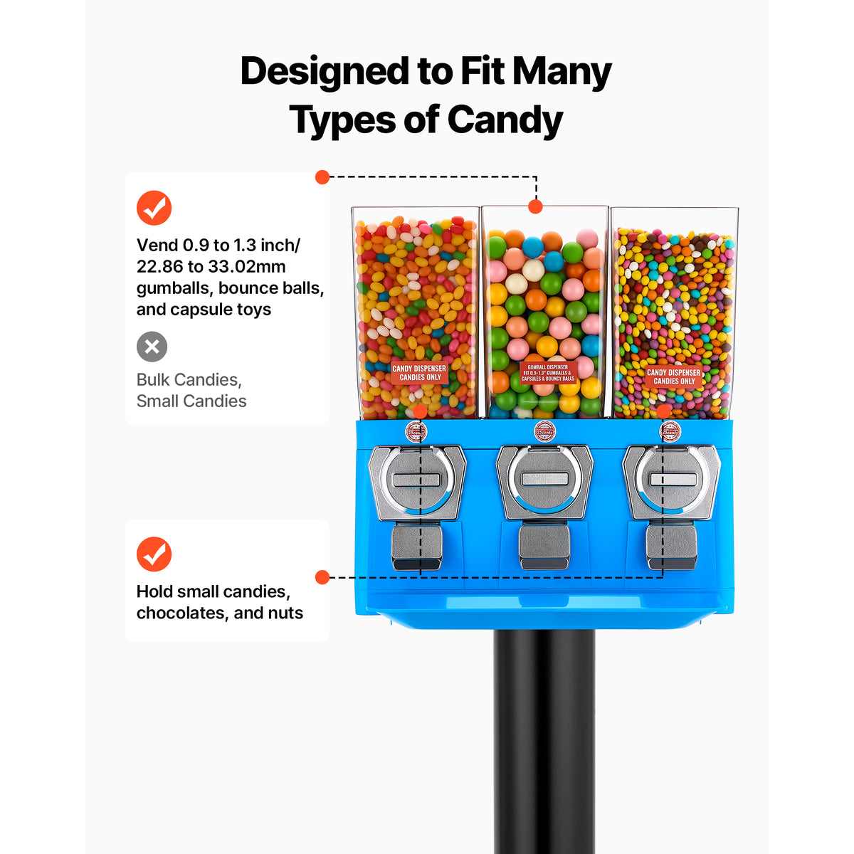 Triple Compartment Candy Vending Machine with Stand and Cash Box – image 3