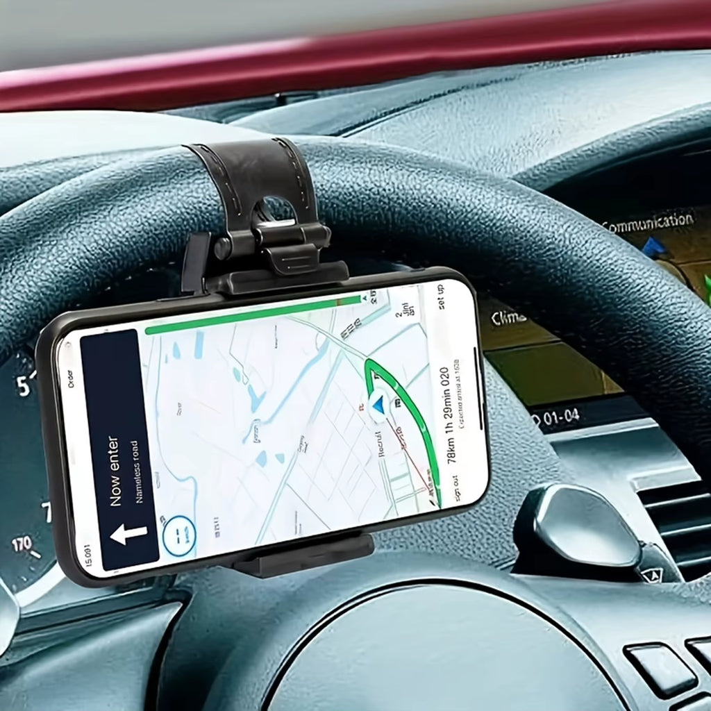 Steering Wheel Phone Mount -  Clip-On Cell Phone Holder for Car