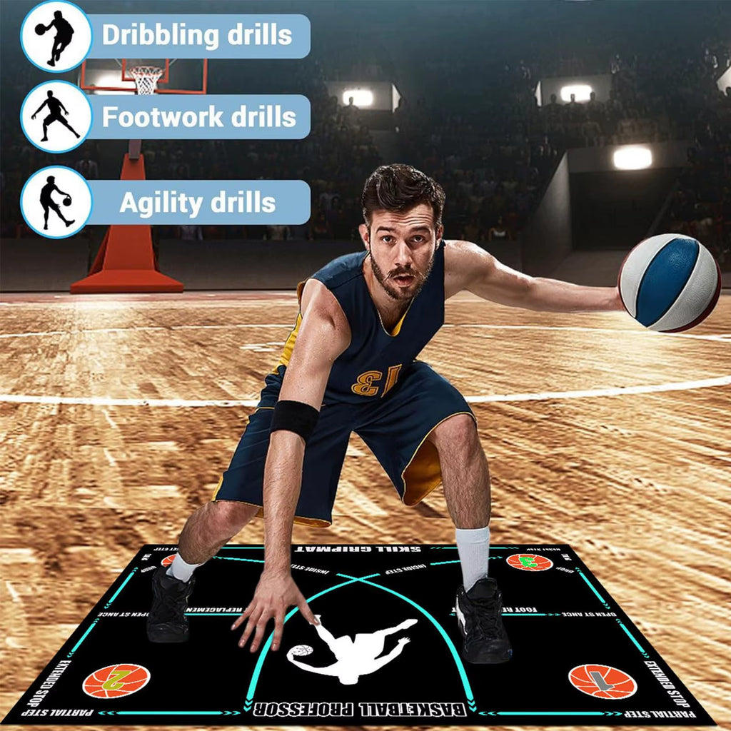 Silent Basketball Dribble Training Mat, Non-Slip Footwork Pad – image 3