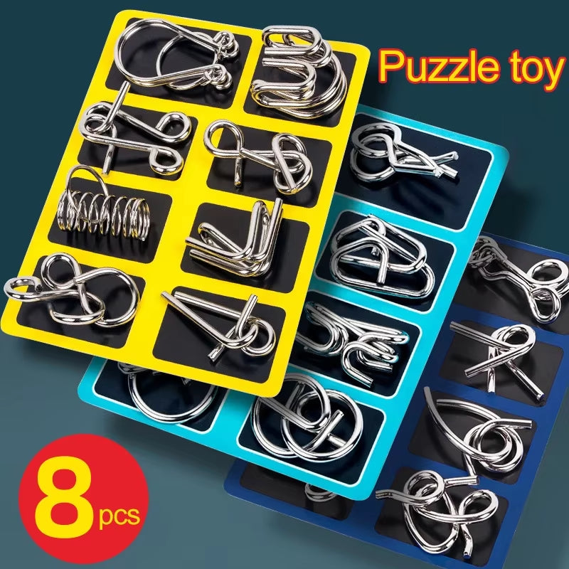 Metal Brain Teaser Puzzle Set - 8 Wire Disentanglement Puzzles – image 2