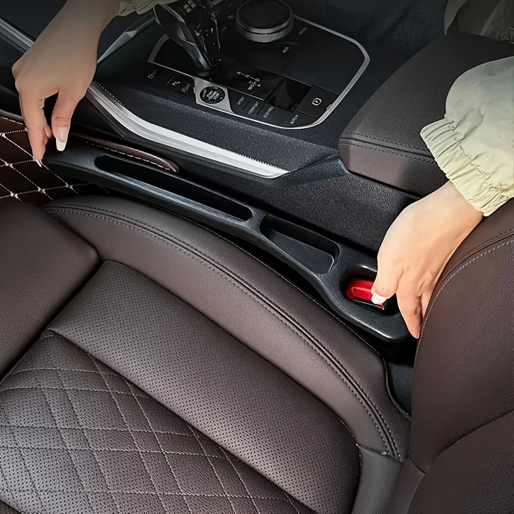 Car Seat Gap Filler Organizer 2 Pack - Waterproof Leather Seat Gap Plug with Storage