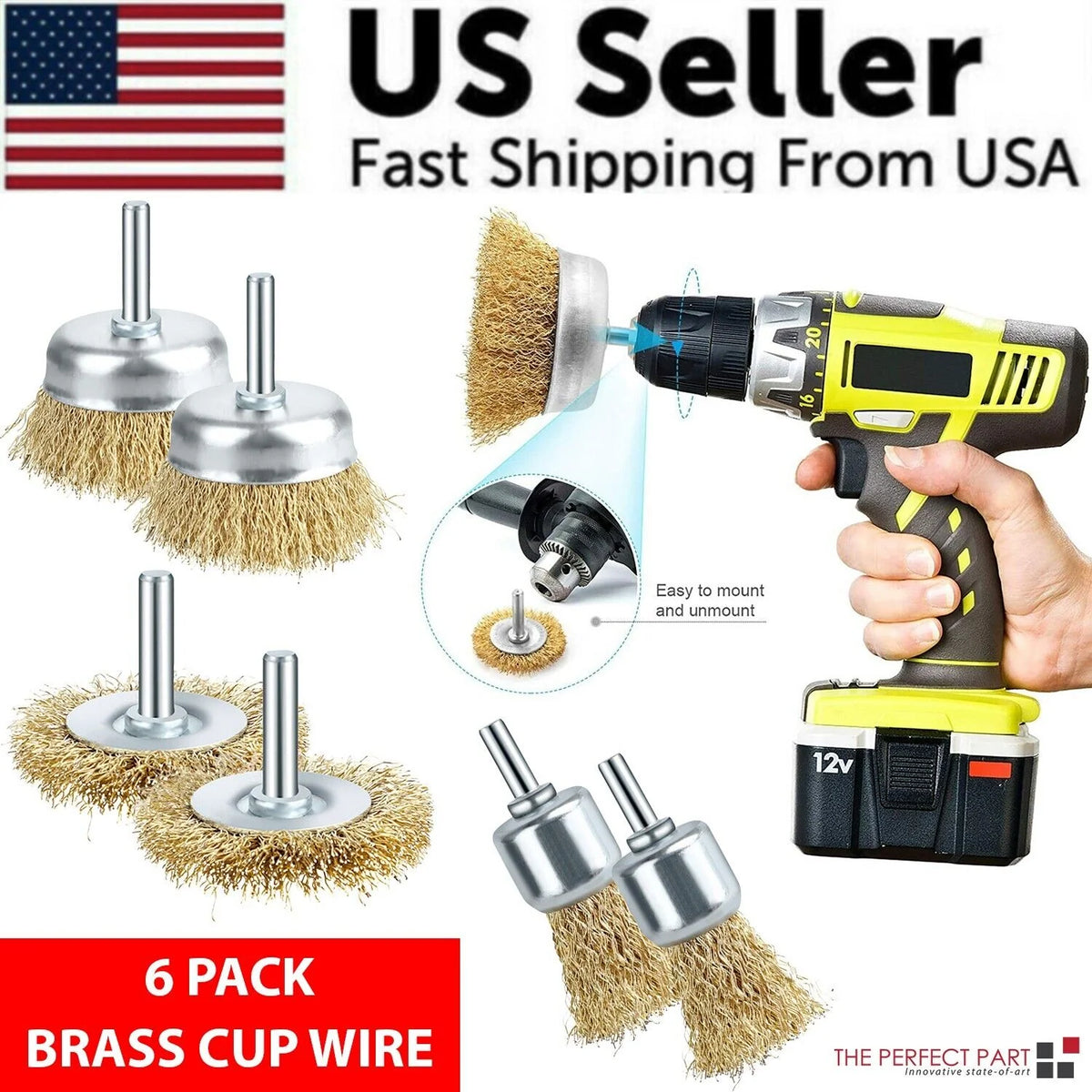 Wire Brush Wheel Set – 2 Pack of 3 Drill Cup Brushes
