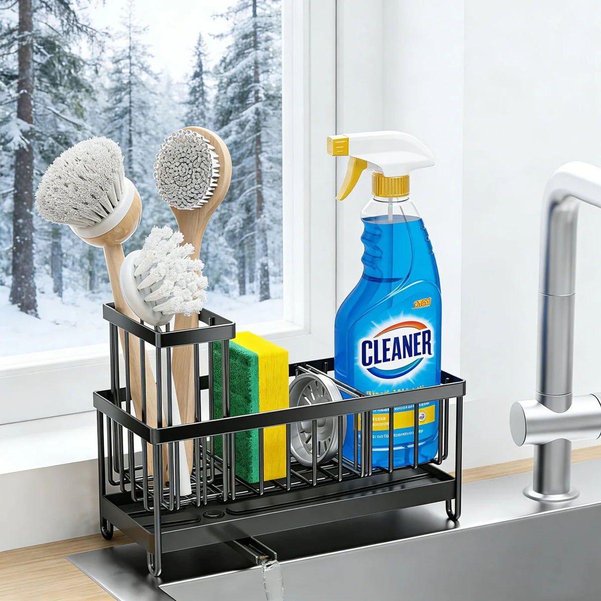 Kitchen Sink Sponge & Soap Drain Rack
