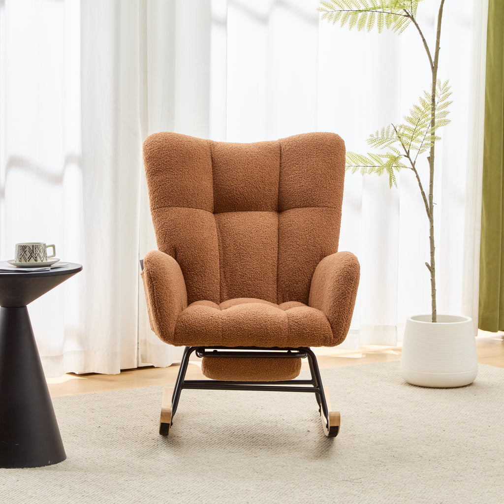 Teddy Fleece Wingback Nursery Glider Rocker with Ottoman Set – image 10