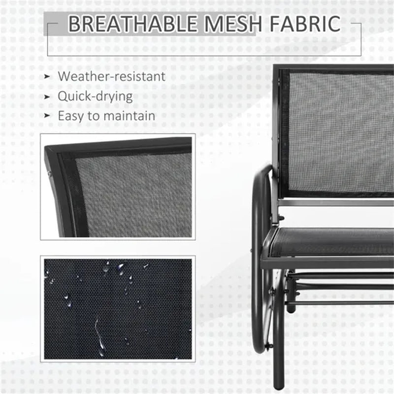 Outdoor Mesh Glider Chair With Curved Armrests – image 6