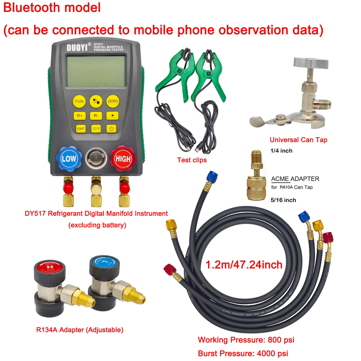 HVAC Digital Manifold Gauge, Dual Pressure & Temp, 93 Refrigerants – image 16