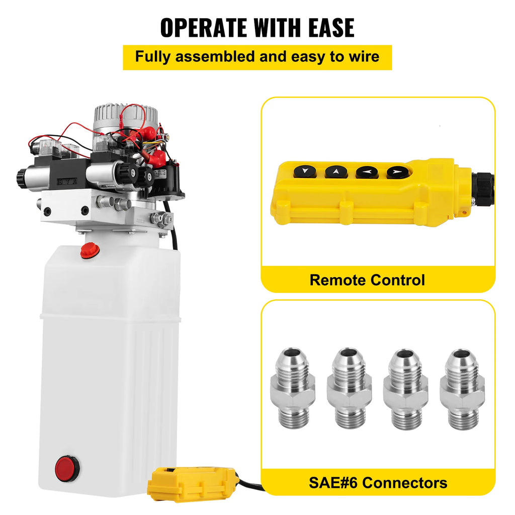 Dump Trailer Hydraulic Pump 12V – Double Acting Power Unit, 8 Qt – image 4