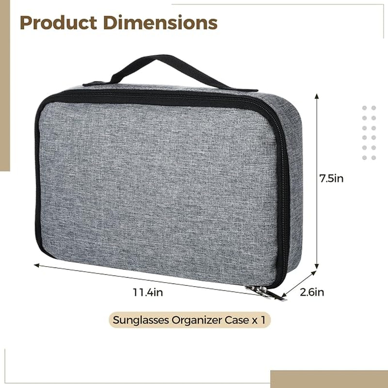 Sunglasses Organizer Case 8-Slot, Zippered Eyewear Storage Box – image 3