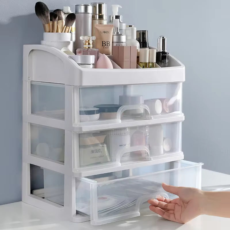 Makeup Organizer – Clear 3-Drawer Cosmetic Storage Box – image 2