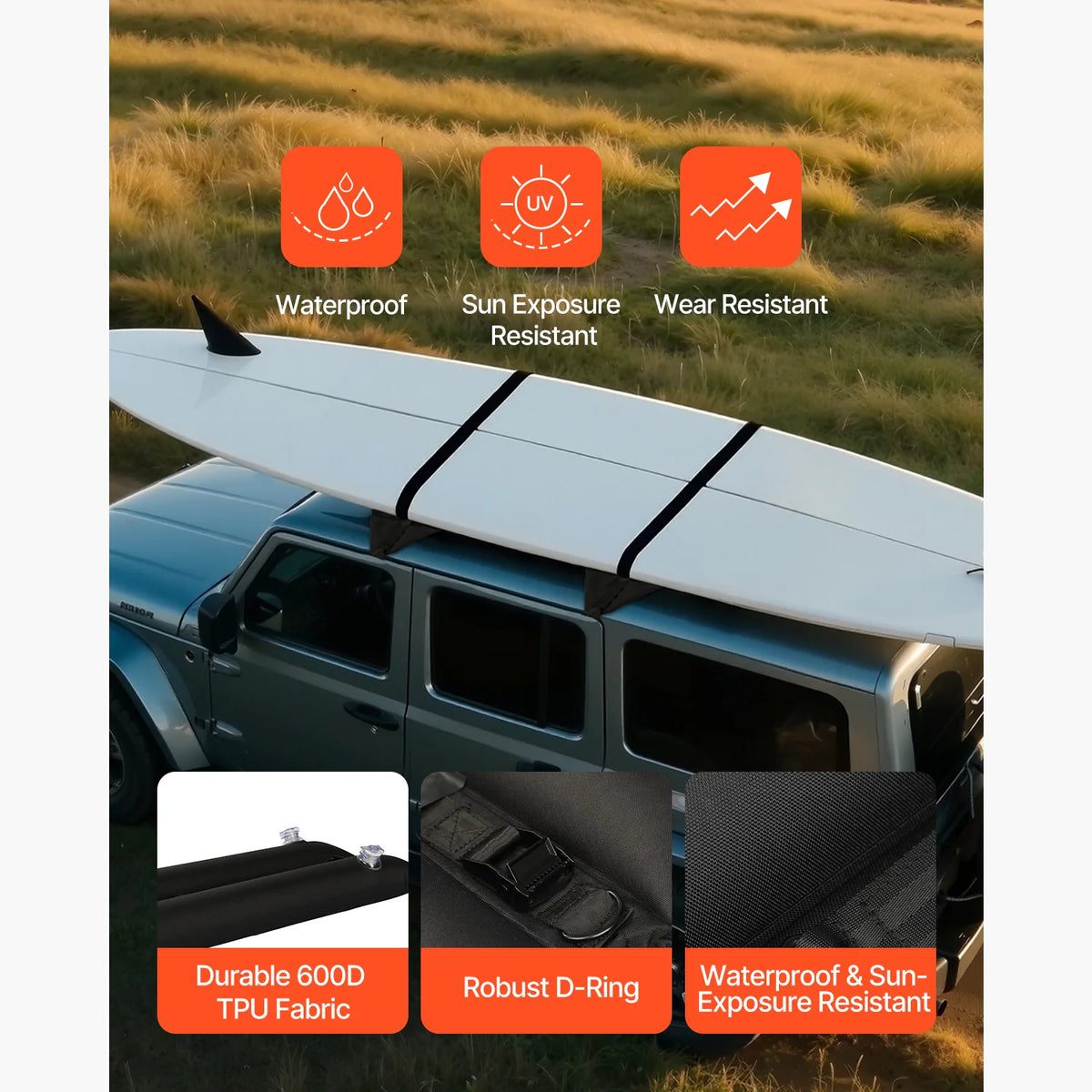 Inflatable Soft Roof Rack Bars, 37.6 in Universal Car Roof Rack Pads – image 7
