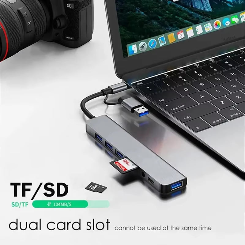 USB C Hub 8-in-2 with SD/TF Card Reader and Audio Jack – image 2