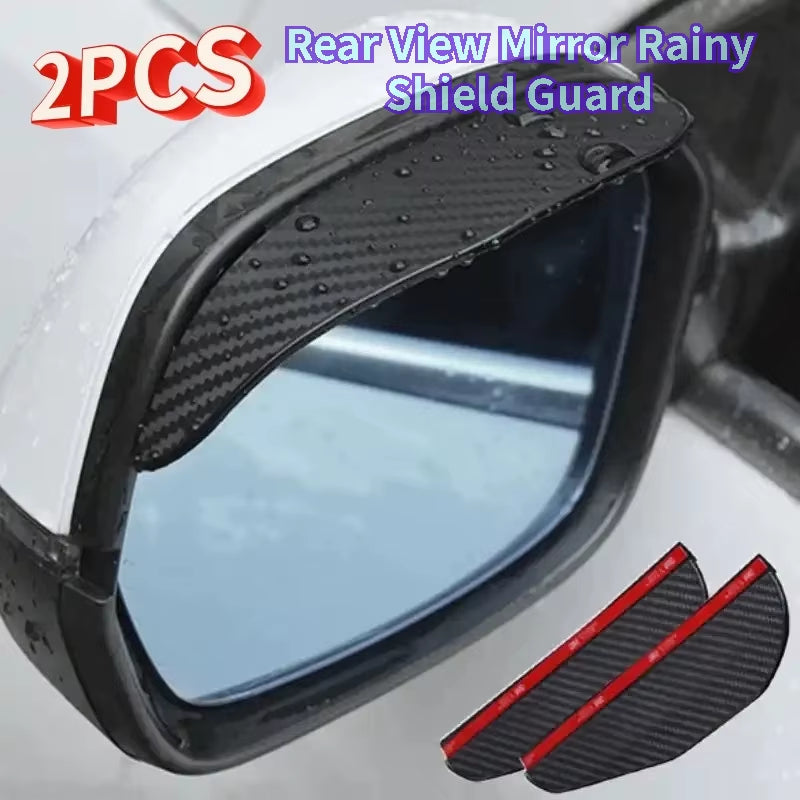 Side Mirror Rain Visor 2 Pack - Universal Carbon Fiber Look Rearview Mirror Rain Guard