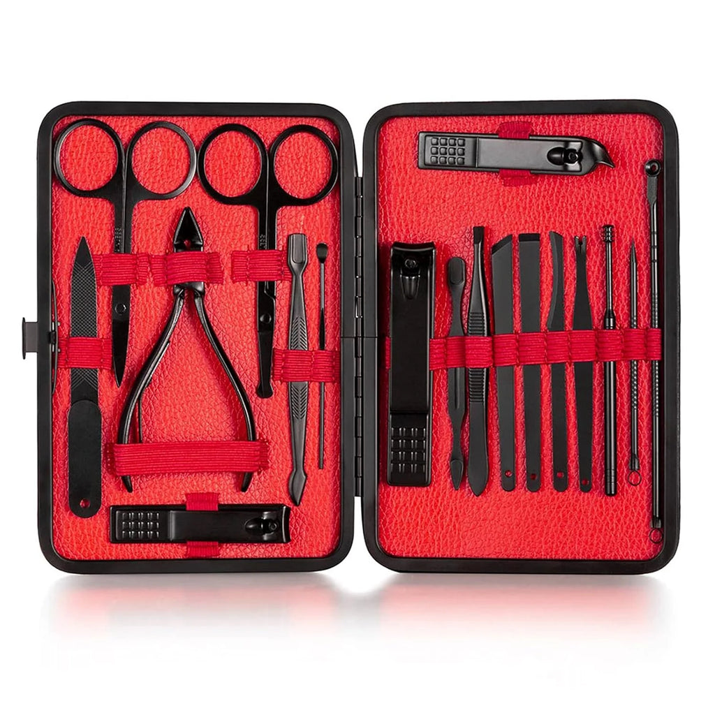 18-Piece Stainless Steel Manicure Pedicure Kit with Travel Case
