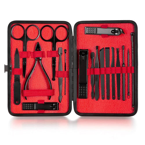 18-Piece Stainless Steel Manicure Pedicure Kit with Travel Case