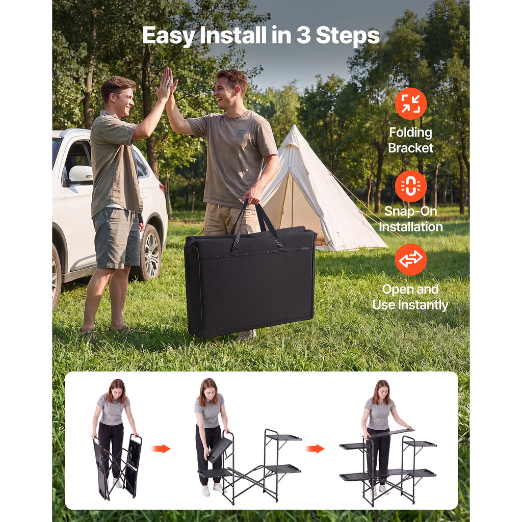 Camping Kitchen Table, Folding Cook Station with 4 Side Tables – image 3