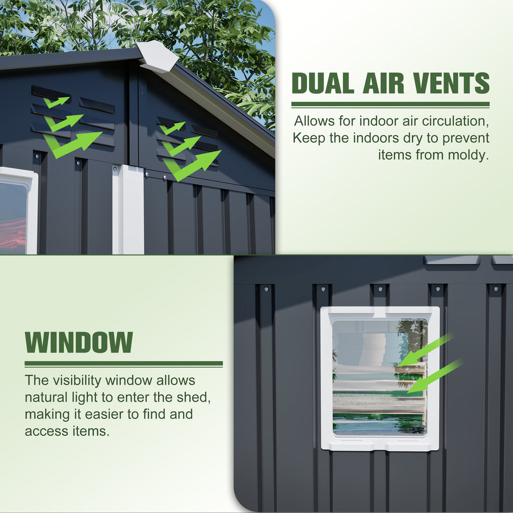 Metal Storage Shed 6 x 4 ft, Lockable Steel Outdoor Tool Shed – image 4