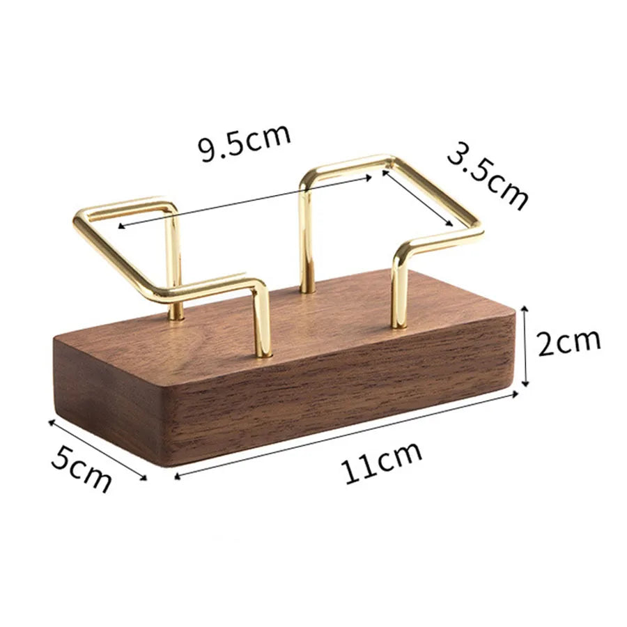 Business Card Holder – Wood & Metal Desk Display Stand – image 3