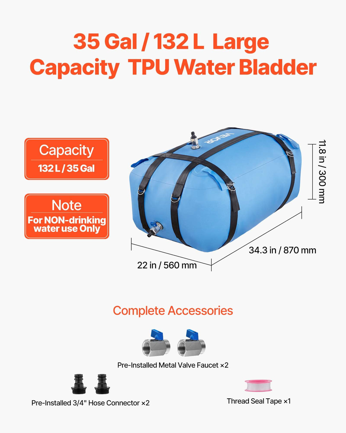 Collapsible Water Storage Bladder 35 Gallon for RV and Camping – image 2