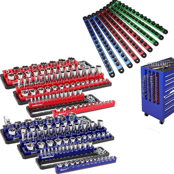 Magnetic Socket Organizer Set – Trays & Aluminum Rails