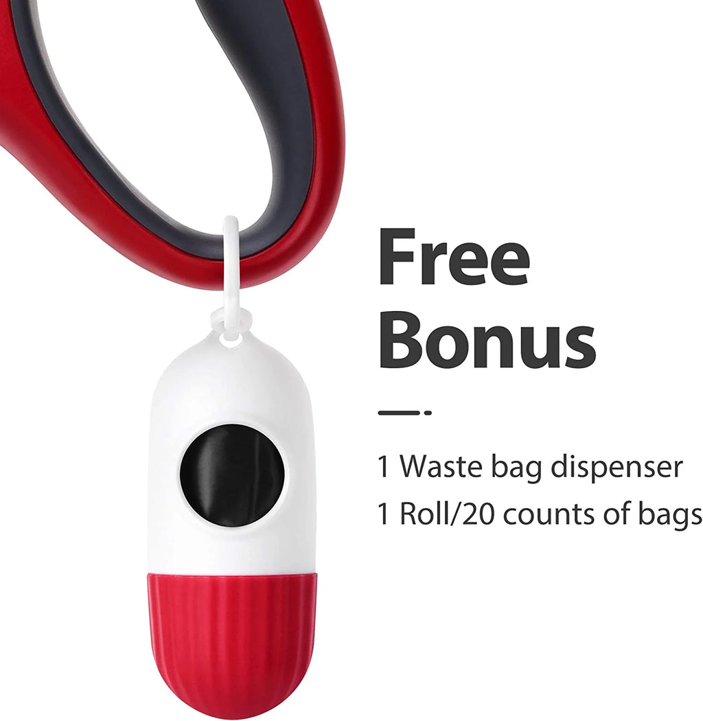 Retractable Dog Leash 16 ft with Bag Dispenser – Medium, Red – image 2