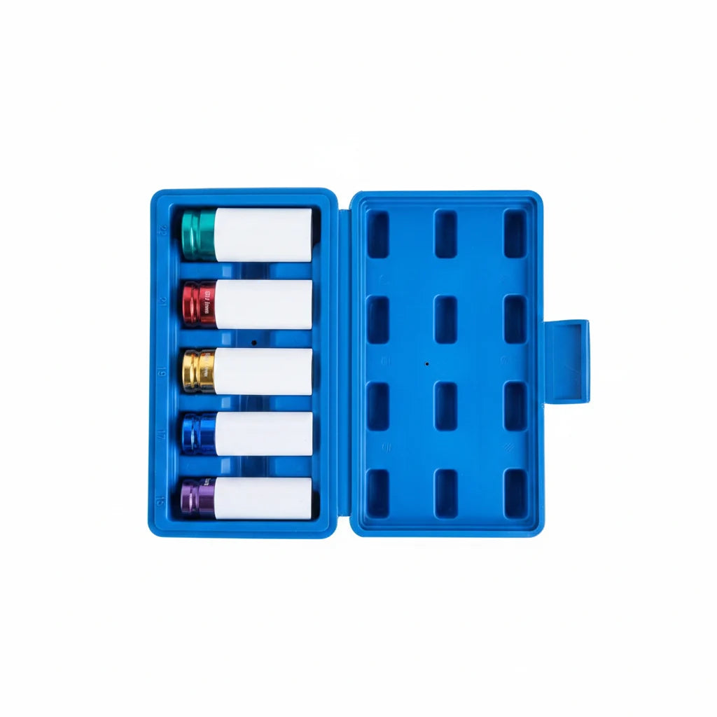 Lug Nut Socket Set 5 Pcs – Thin-Wall 1/2 in Drive, 15–22 mm – image 3