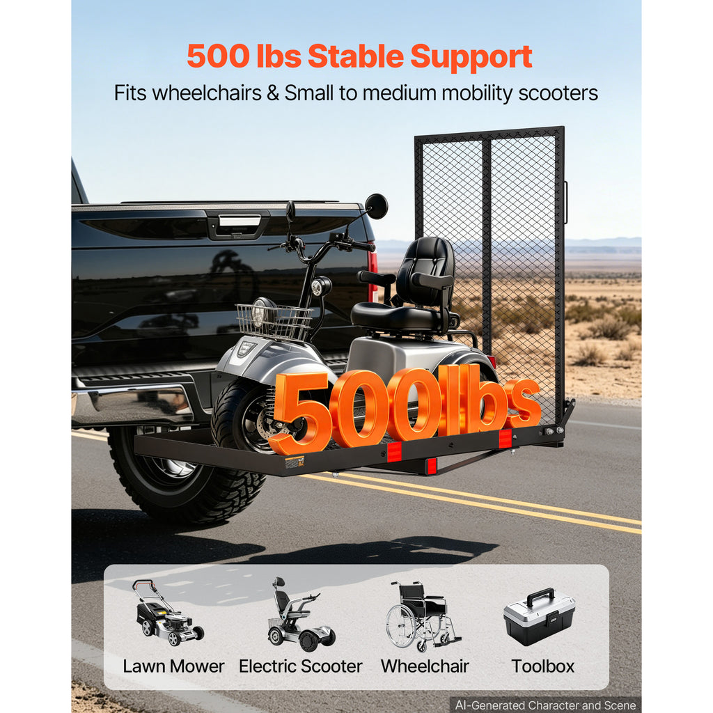 Hitch Mobility Scooter Carrier 500 lb with Ramp, Height Adjustable – image 2