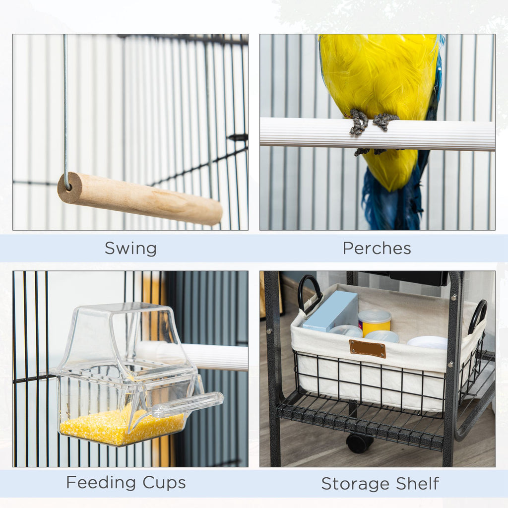 Rolling Bird Cage 45 in with Detachable Stand and Storage Basket – image 7