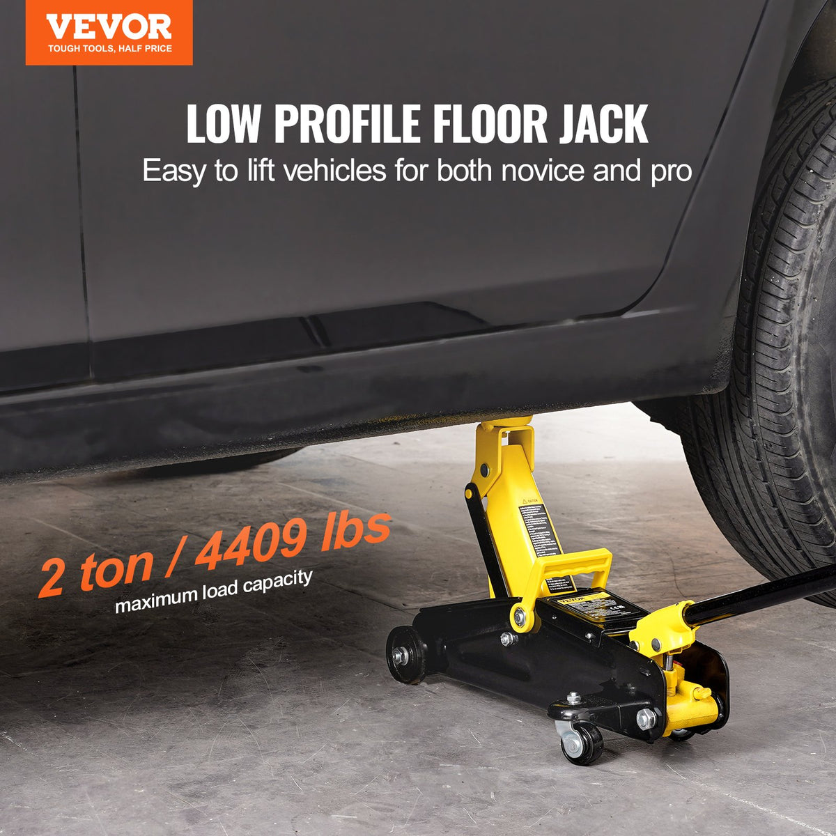 Floor Jack 2 Ton Low Profile Hydraulic, 4.9-13.2 in Lift – image 2