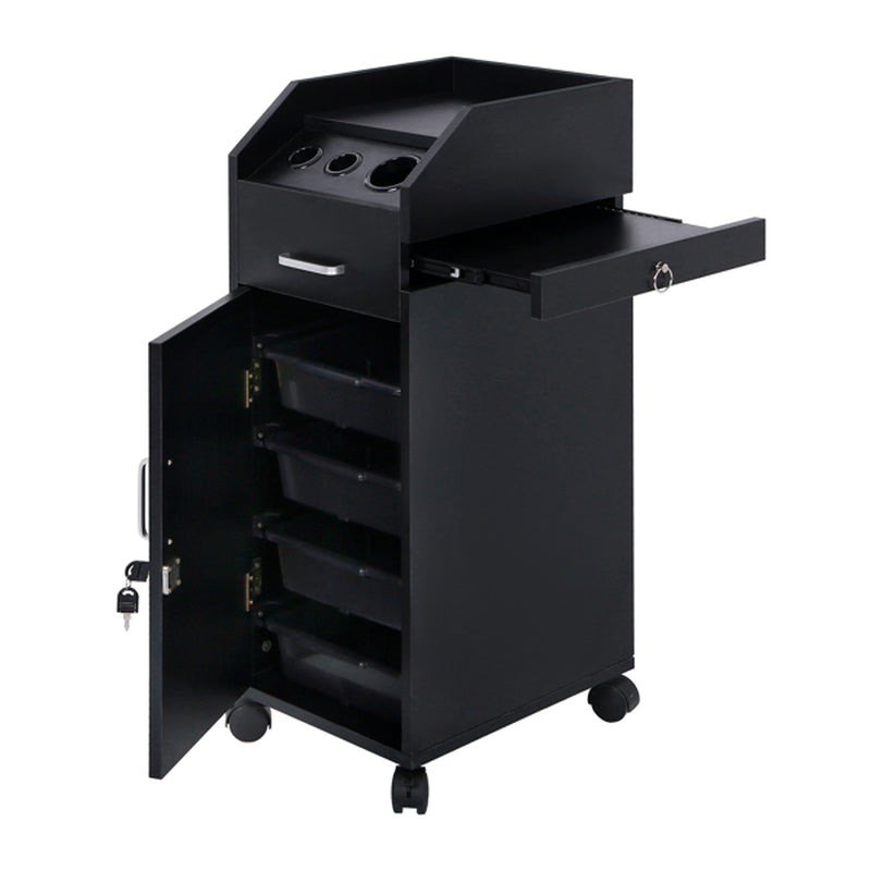 Rolling Salon Tool Cart with 3 Hair Dryer Holders and 4 Drawers – image 1