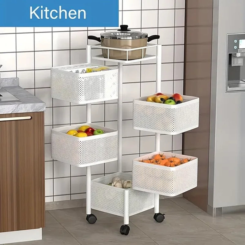 5-Tier Rotating Kitchen Storage Rack with Wheels – image 5
