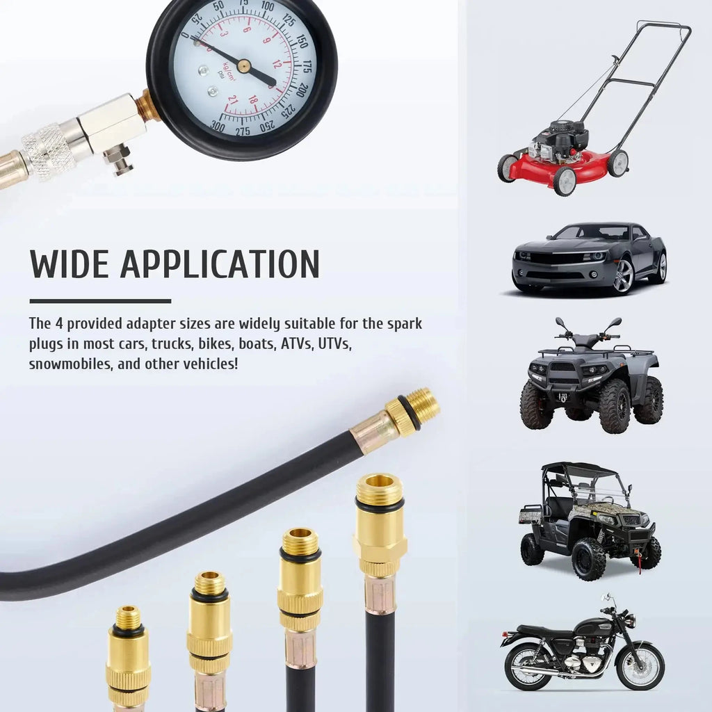 Engine Compression Tester Kit 0–300 PSI with 4 Adapters – image 5